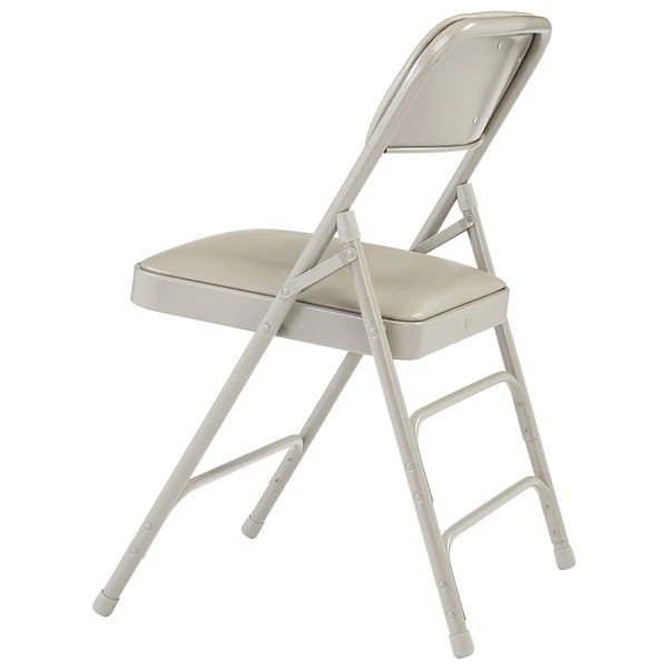 National Public Seating 1302 Gray Metal Folding Chair With 1 1/4" Warm Gray Vinyl Padded Seat 3 National Public Seating 1302 Gray Metal Folding Chair With 1 1/4" Warm Gray Vinyl Padded Seat - Image 3