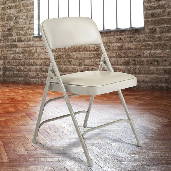 National Public Seating 1302 Gray Metal Folding Chair With 1 1/4" Warm Gray Vinyl Padded Seat 1 National Public Seating 1302 Gray Metal Folding Chair With 1 1/4" Warm Gray Vinyl Padded Seat