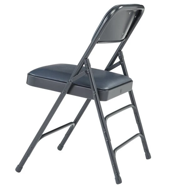 National Public Seating 1304 Char-Blue Metal Folding Chair With 1 1/4" Dark Midnight Blue Vinyl Padded Seat 3 National Public Seating 1304 Char-Blue Metal Folding Chair With 1 1/4" Dark Midnight Blue Vinyl Padded Seat - Image 3