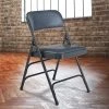 National Public Seating 1304 Char-Blue Metal Folding Chair With 1 1/4" Dark Midnight Blue Vinyl Padded Seat