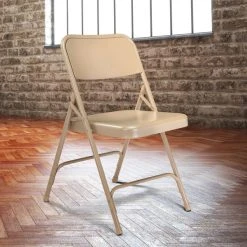 National Public Seating 201 Beige Premium Metal Folding Chair