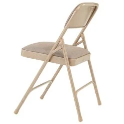 National Public Seating 2201 Beige Metal Folding Chair With 1 1/4" Cafe Beige Fabric Padded Seat -Zown Shop 1713967