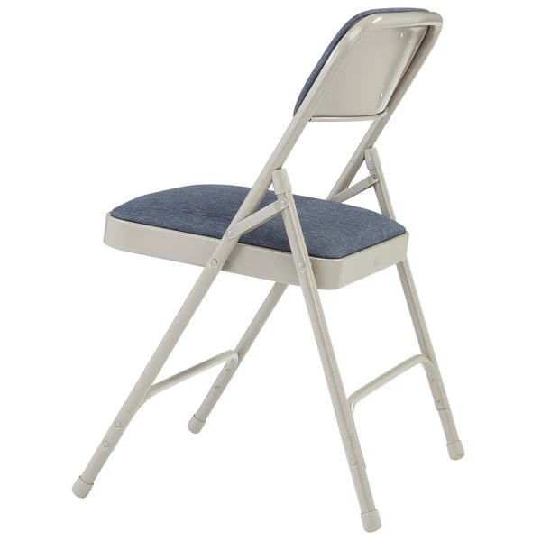 National Public Seating 2205 Gray Metal Folding Chair With 1 1/4" Imperial Blue Fabric Padded Seat 3 National Public Seating 2205 Gray Metal Folding Chair With 1 1/4" Imperial Blue Fabric Padded Seat - Image 3