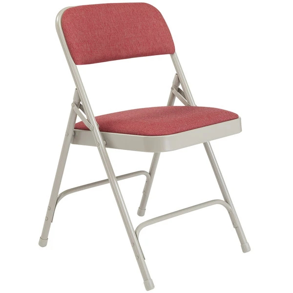 National Public Seating 2208 Gray Metal Folding Chair With 1 1/4" Majestic Cabernet Fabric Padded Seat 2 National Public Seating 2208 Gray Metal Folding Chair With 1 1/4" Majestic Cabernet Fabric Padded Seat - Image 2