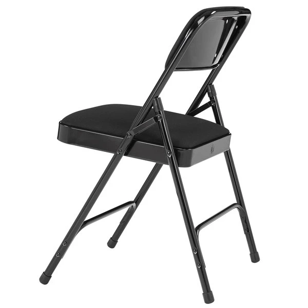 National Public Seating 2210 Black Metal Folding Chair With 1 1/4" Midnight Black Fabric Padded Seat 3 National Public Seating 2210 Black Metal Folding Chair With 1 1/4" Midnight Black Fabric Padded Seat - Image 3