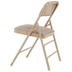 National Public Seating 2301 Beige Metal Folding Chair With 1 1/4" Cafe Beige Fabric Padded Seat -Zown Shop 1718746