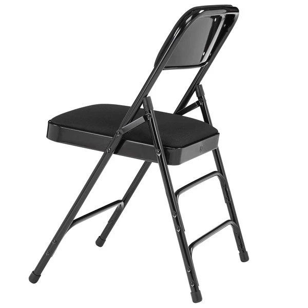 National Public Seating 2310 Black Metal Folding Chair With 1 1/4" Midnight Black Fabric Padded Seat 3 National Public Seating 2310 Black Metal Folding Chair With 1 1/4" Midnight Black Fabric Padded Seat - Image 3