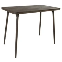 BFM Seating Bayview 32" X 55" Table With Bronze Powder Coat Aluminum Frame And Brown Synthetic Teak Top