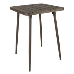 BFM Seating Bayview 36" Square Bar Height Table With Bronze Powder Coat Aluminum Frame And Brown Synthetic Teak Top