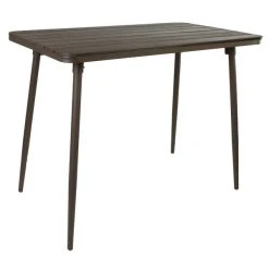 BFM Seating Bayview 32" X 55" Bar Height Table With Bronze Powder Coat Aluminum Frame And Brown Synthetic Teak Top