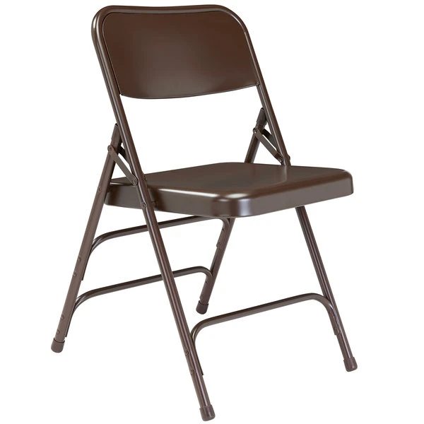 National Public Seating 303 Brown Premium Metal Triple-Brace Folding Chair 2 National Public Seating 303 Brown Premium Metal Triple-Brace Folding Chair - Image 2