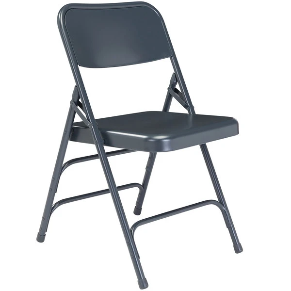 National Public Seating 304 Char-Blue Premium Metal Triple-Brace Folding Chair 2 National Public Seating 304 Char-Blue Premium Metal Triple-Brace Folding Chair - Image 2