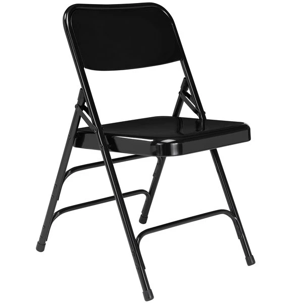 National Public Seating 310 Black Premium Metal Triple-Brace Folding Chair 2 National Public Seating 310 Black Premium Metal Triple-Brace Folding Chair - Image 2
