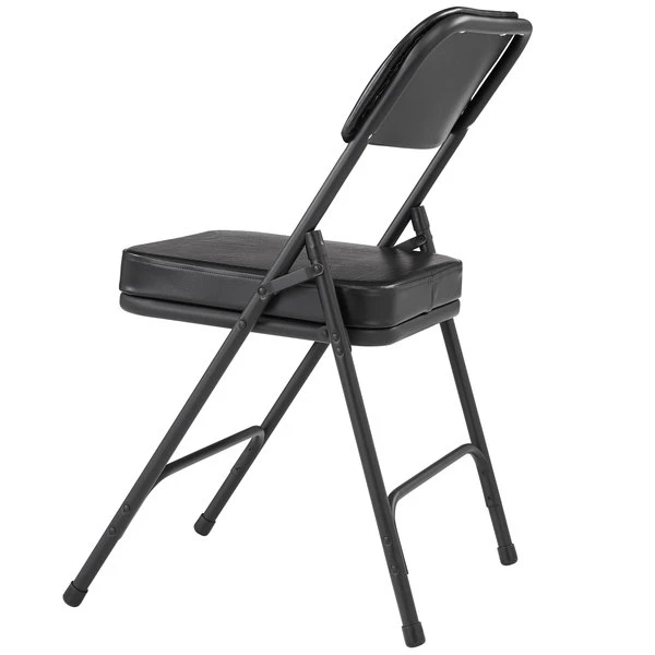 National Public Seating 3210 Black Steel Folding Chair With 2" Black Vinyl Padded Back And Seat 3 National Public Seating 3210 Black Steel Folding Chair With 2" Black Vinyl Padded Back And Seat - Image 3