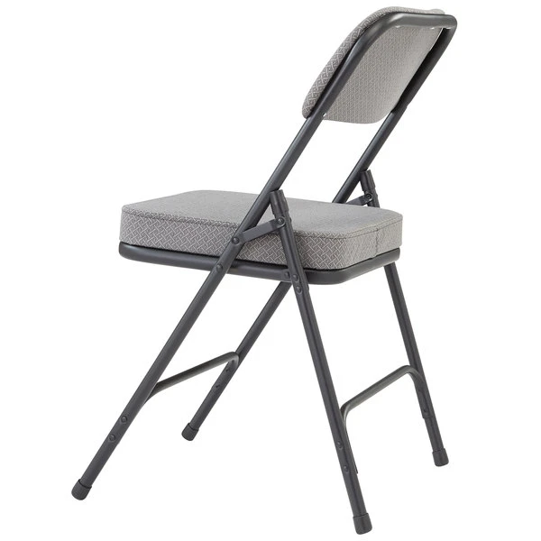 National Public Seating 3212 Black Metal Folding Chair With 2" Charcoal Gray Fabric Padded Seat 3 National Public Seating 3212 Black Metal Folding Chair With 2" Charcoal Gray Fabric Padded Seat - Image 3