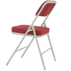 National Public Seating 3218 Gray Metal Folding Chair With 2" New Burgundy Fabric Padded Seat -Zown Shop 1723484