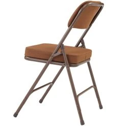 National Public Seating 3219 Brown Metal Folding Chair With 2" Antique Gold Fabric Padded Seat -Zown Shop 1723502