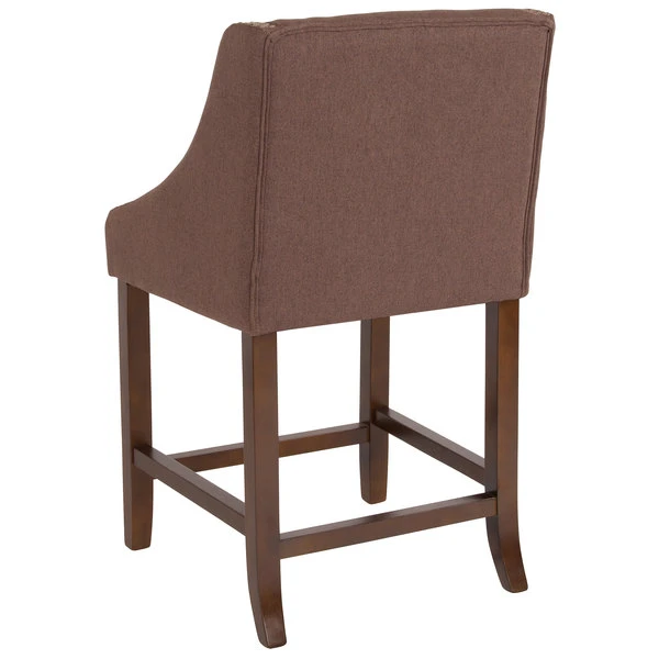 Flash Furniture CH-182020-24-BN-F-GG Carmel Series Counter Height Stool In Brown Fabric With Walnut Frame And Nail Trim Accent 2 Flash Furniture CH-182020-24-BN-F-GG Carmel Series Counter Height Stool In Brown Fabric With Walnut Frame And Nail Trim Accent - Image 2