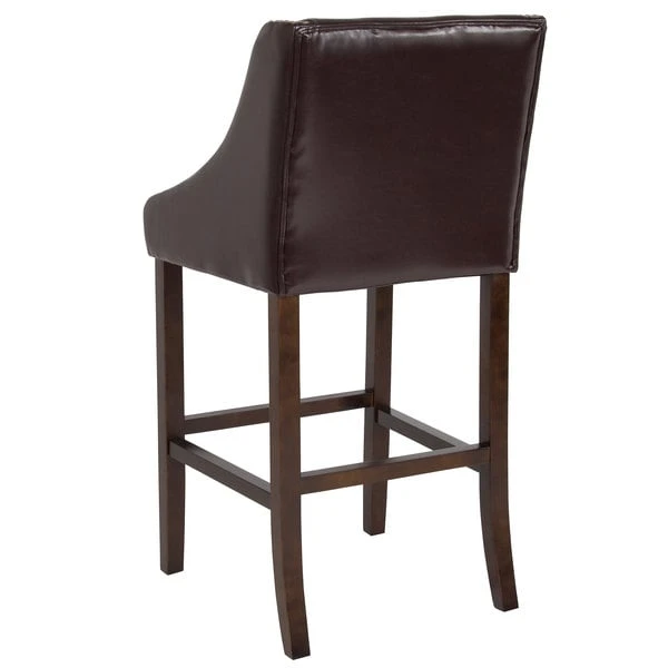 Flash Furniture CH-182020-30-BN-GG Carmel Series Brown Leather Bar Stool With Walnut Frame And Nail Trim Accent 2 Flash Furniture CH-182020-30-BN-GG Carmel Series Brown Leather Bar Stool With Walnut Frame And Nail Trim Accent - Image 2