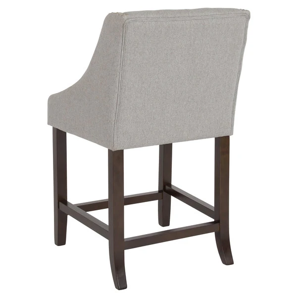 Flash Furniture CH-182020-T-24-LTGY-F-GG Carmel Series Counter Height Stool In Light Gray Tufted Fabric With Walnut Frame And Nail Trim Accent 2 Flash Furniture CH-182020-T-24-LTGY-F-GG Carmel Series Counter Height Stool In Light Gray Tufted Fabric With Walnut Frame And Nail Trim Accent - Image 2