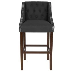 Flash Furniture CH-182020-T-30-BK-F-GG Carmel Series Black Tufted Fabric Bar Stool With Walnut Frame And Nail Trim Accent 5 Flash Furniture CH-182020-T-30-BK-F-GG Carmel Series Black Tufted Fabric Bar Stool With Walnut Frame And Nail Trim Accent -Zown Shop 1723953