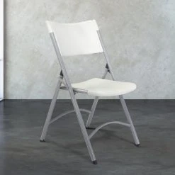 National Public Seating 602 Textured Gray Steel Folding Chair With Speckled Gray Blow Molded Plastic Back And Seat