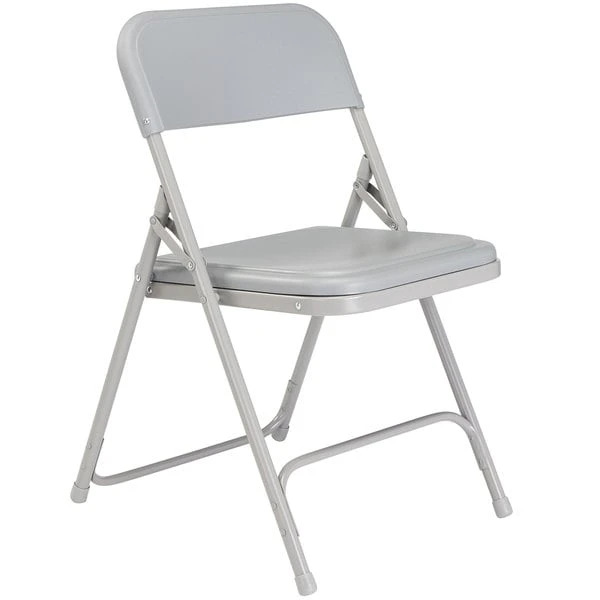 National Public Seating 802 Gray Metal Folding Chair With Gray Plastic Seat 2 National Public Seating 802 Gray Metal Folding Chair With Gray Plastic Seat - Image 2