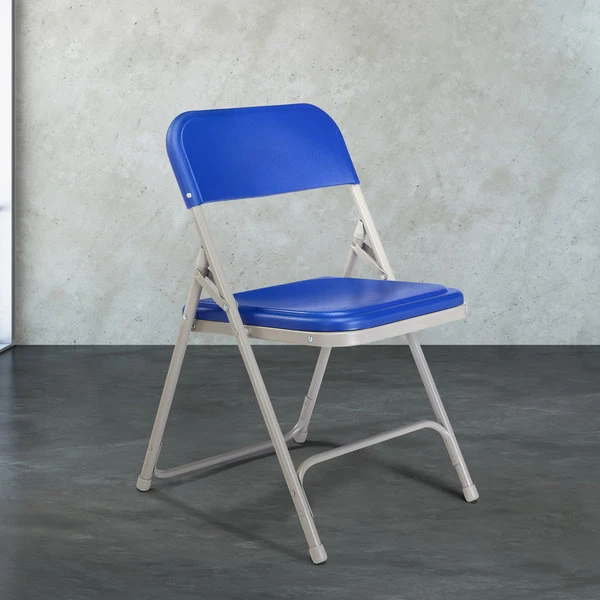National Public Seating 805 Gray Metal Folding Chair With Blue Plastic Seat 1 National Public Seating 805 Gray Metal Folding Chair With Blue Plastic Seat