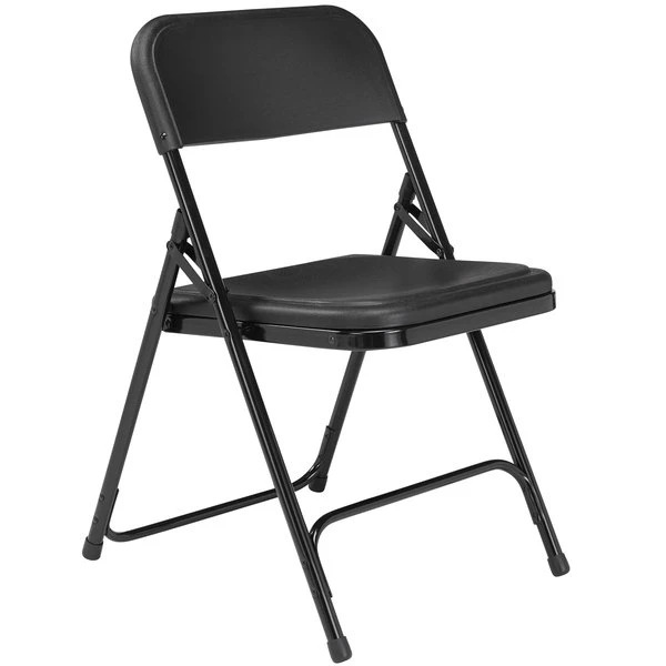 National Public Seating 810 Black Metal Folding Chair With Black Plastic Seat 2 National Public Seating 810 Black Metal Folding Chair With Black Plastic Seat - Image 2
