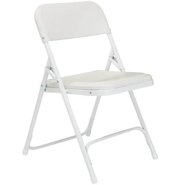 National Public Seating 821 White Metal Folding Chair With White Plastic Seat 2 National Public Seating 821 White Metal Folding Chair With White Plastic Seat - Image 2
