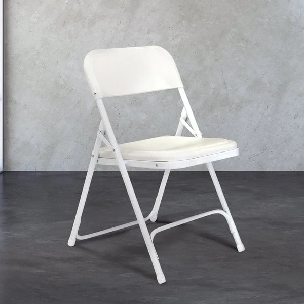 National Public Seating 821 White Metal Folding Chair With White Plastic Seat 1 National Public Seating 821 White Metal Folding Chair With White Plastic Seat