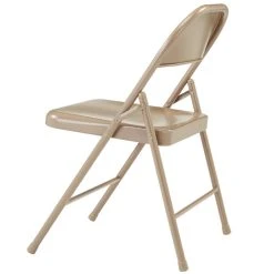 National Public Seating 901 Commercialine Beige Metal Folding Chair -Zown Shop 1726156