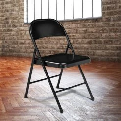 National Public Seating 910 Commercialine Black Metal Folding Chair