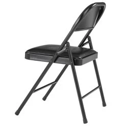 National Public Seating 950 Commercialine Black Metal Folding Chair With Black Padded Vinyl Seat -Zown Shop 1726230