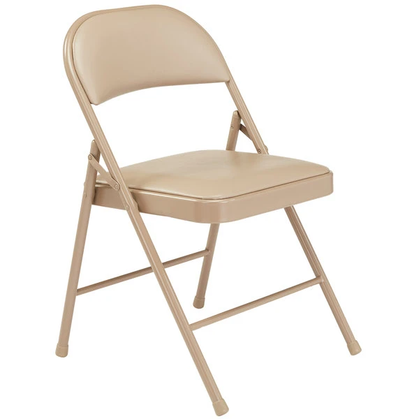 National Public Seating 951 Commercialine Beige Metal Folding Chair With Beige Padded Vinyl Seat 2 National Public Seating 951 Commercialine Beige Metal Folding Chair With Beige Padded Vinyl Seat - Image 2