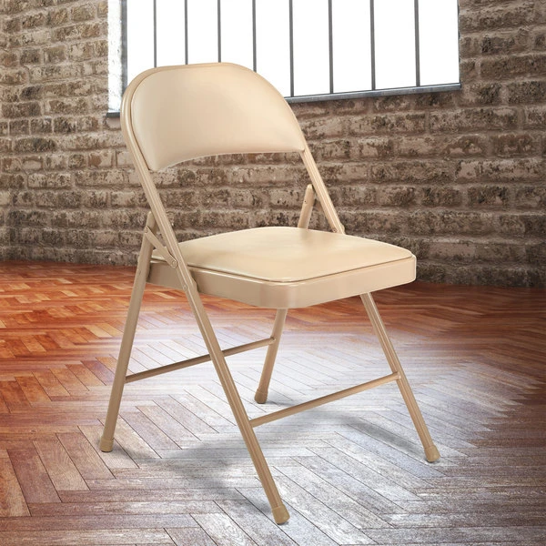 National Public Seating 951 Commercialine Beige Metal Folding Chair With Beige Padded Vinyl Seat 1 National Public Seating 951 Commercialine Beige Metal Folding Chair With Beige Padded Vinyl Seat