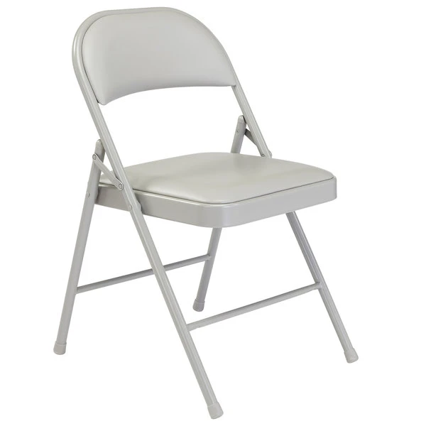 National Public Seating 952 Commercialine Gray Metal Folding Chair With Gray Padded Vinyl Seat 2 National Public Seating 952 Commercialine Gray Metal Folding Chair With Gray Padded Vinyl Seat - Image 2