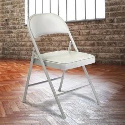 National Public Seating 952 Commercialine Gray Metal Folding Chair With Gray Padded Vinyl Seat