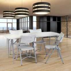 National Public Seating BMFIH3072 Fold-In-Half 30" X 72" Speckled Gray Plastic Folding Table