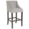 Flash Furniture CH-182020-T-30-LTGY-F-GG Carmel Series Light Gray Tufted Fabric Bar Stool With Walnut Frame And Nail Trim Accent