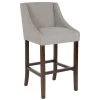 Flash Furniture CH-182020-30-LTGY-F-GG Carmel Series Light Gray Fabric Bar Stool With Walnut Frame And Nail Trim Accent