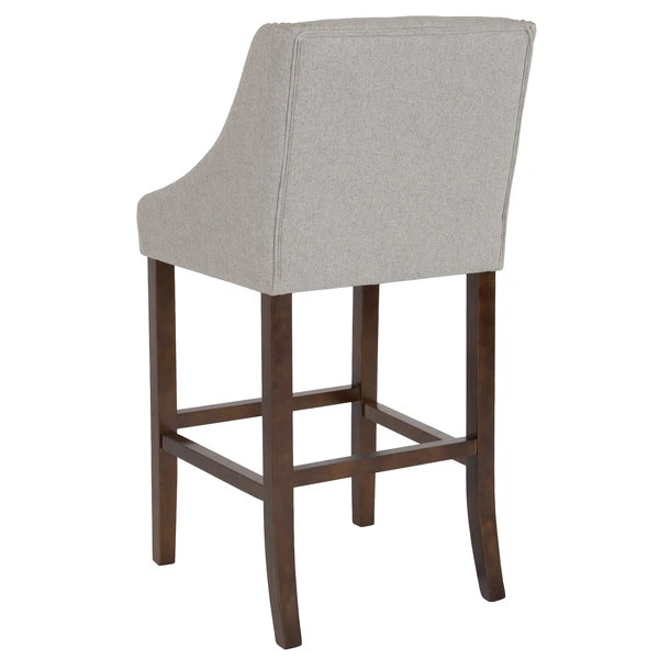 Flash Furniture CH-182020-30-LTGY-F-GG Carmel Series Light Gray Fabric Bar Stool With Walnut Frame And Nail Trim Accent 2 Flash Furniture CH-182020-30-LTGY-F-GG Carmel Series Light Gray Fabric Bar Stool With Walnut Frame And Nail Trim Accent - Image 2