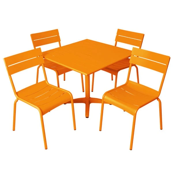 BFM Seating Beachcomber 32" Square Citrus Aluminum Outdoor Table With 4 Chairs 1 BFM Seating Beachcomber 32" Square Citrus Aluminum Outdoor Table With 4 Chairs