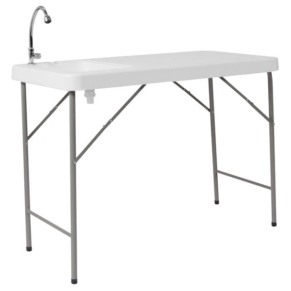 Flash Furniture DAD-PYZ-116-GG 23" X 45" Rectangular White Granite Plastic Folding Table With Sink And Faucet 1 Flash Furniture DAD-PYZ-116-GG 23" X 45" Rectangular White Granite Plastic Folding Table With Sink And Faucet