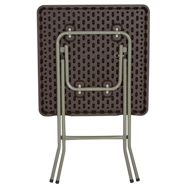 Flash Furniture DAD-FT60-GG 23 1/2" Square Brown Rattan Plastic Folding Table 3 Flash Furniture DAD-FT60-GG 23 1/2" Square Brown Rattan Plastic Folding Table - Image 3