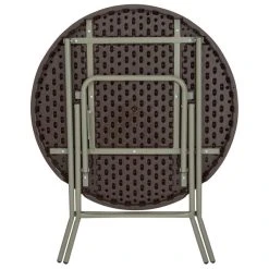 Flash Furniture DAD-FT-80R-GG 31 1/2" Round Brown Rattan Plastic Folding Table -Zown Shop 1734262