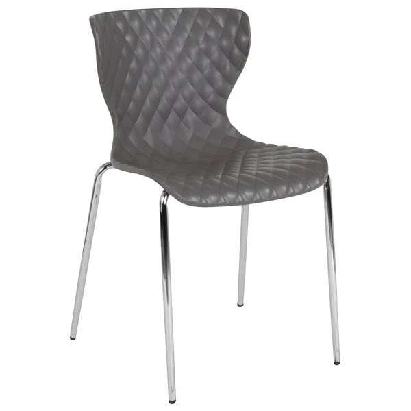 Flash Furniture LF-7-07C-GRY-GG Lowell Contemporary Gray Plastic Stackable Chair 1 Flash Furniture LF-7-07C-GRY-GG Lowell Contemporary Gray Plastic Stackable Chair