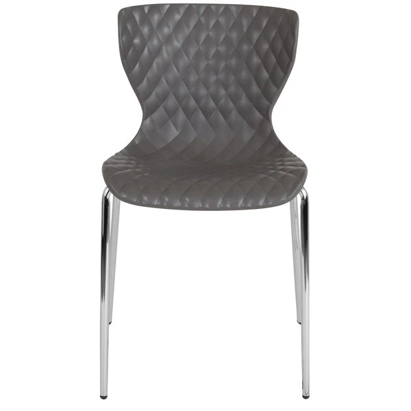 Flash Furniture LF-7-07C-GRY-GG Lowell Contemporary Gray Plastic Stackable Chair 3 Flash Furniture LF-7-07C-GRY-GG Lowell Contemporary Gray Plastic Stackable Chair - Image 3