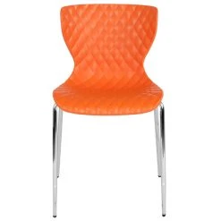 Flash Furniture LF-7-07C-ORNG-GG Lowell Contemporary Orange Plastic Stackable Chair -Zown Shop 1736815
