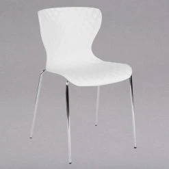 Flash Furniture LF-7-07C-WH-GG Lowell Contemporary White Plastic Stackable Chair